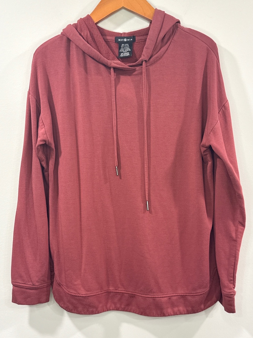 Max & Mia Women's Mauve Pullover Hoodie Sweatshirt with Scoop Bottom Size S